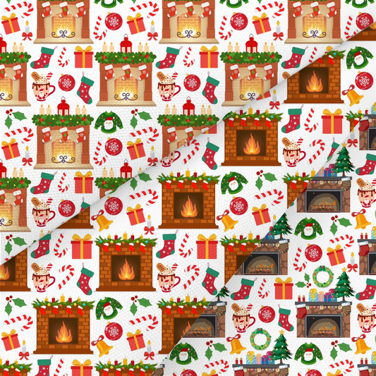 Fireplace Printed Fabric