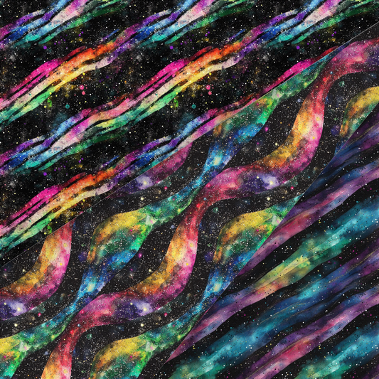 Rainbow Galaxy Swirls Printed Fabric