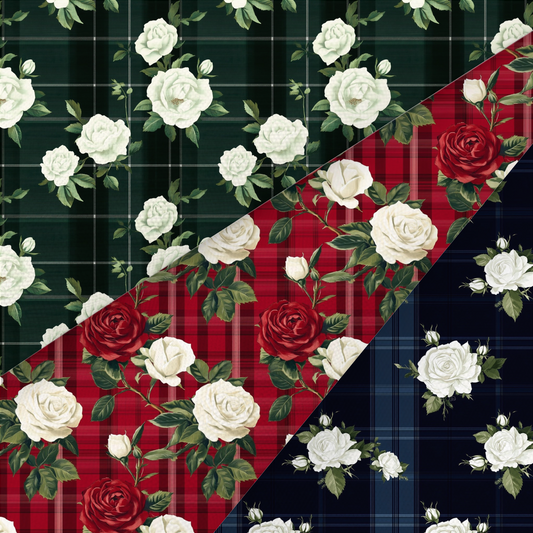 Tartan Roses Printed Fabric