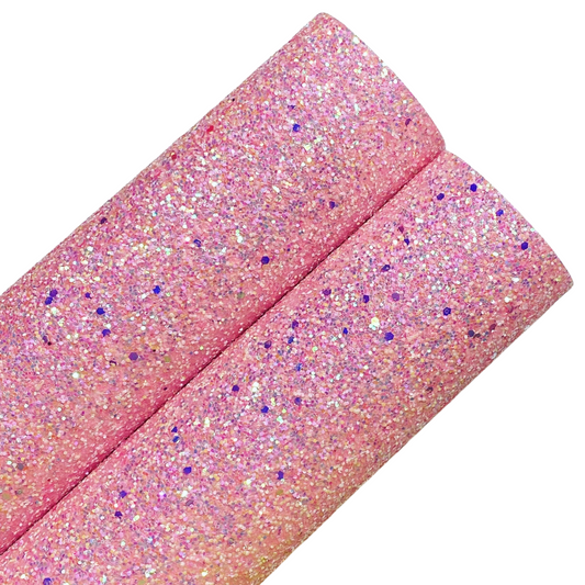 Neon Light Pink Chunky Glitter Felt Backing