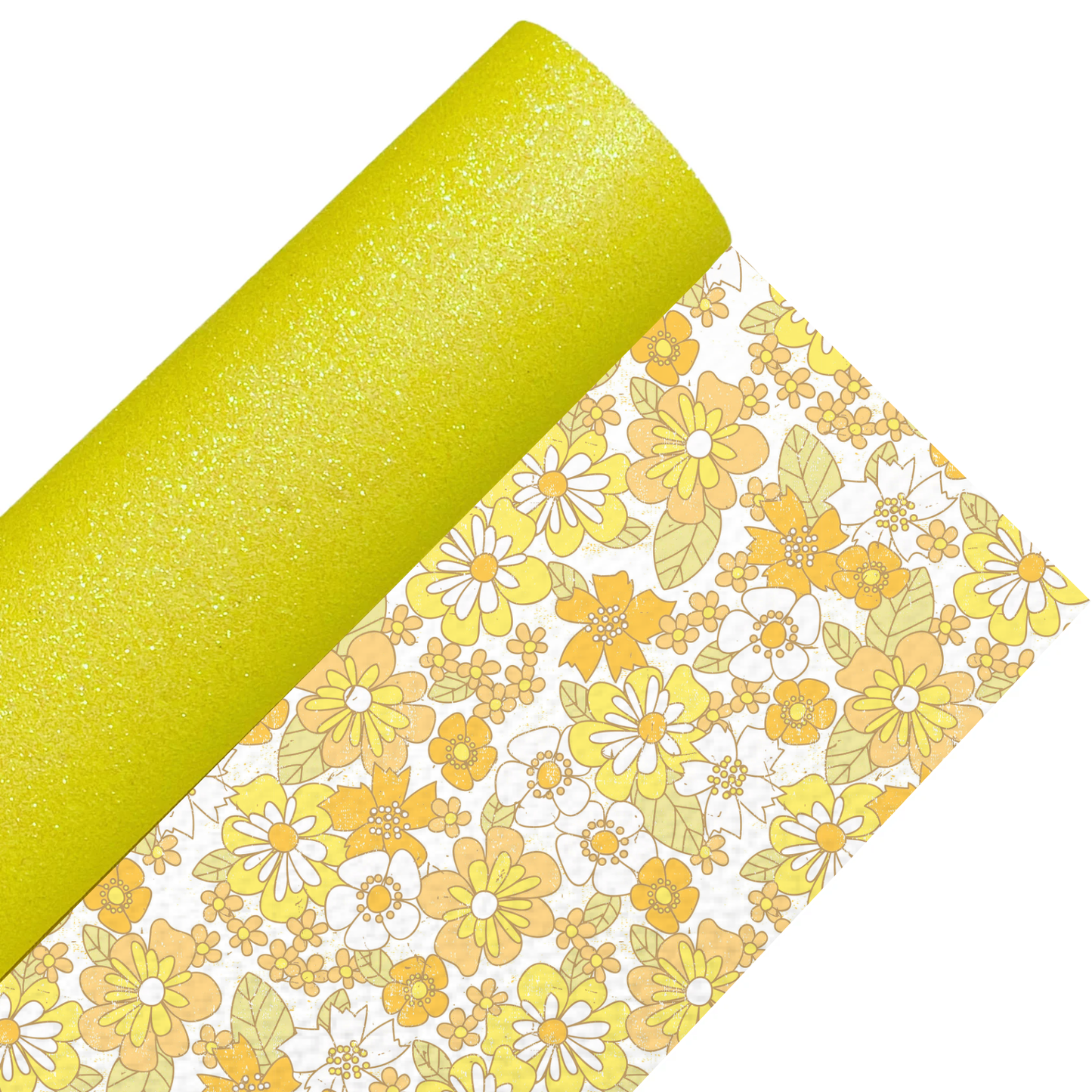 Floral Fine Glitter Double Sided Fabric