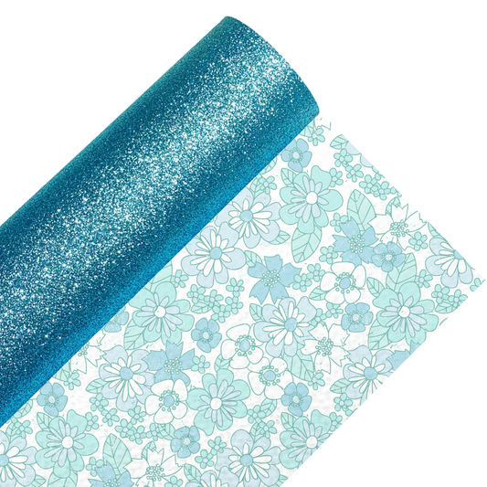 Floral Fine Glitter Double Sided Fabric