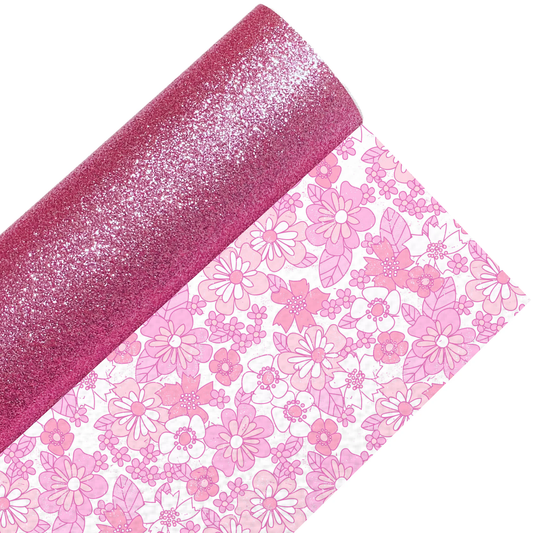 Floral Fine Glitter Double Sided Fabric