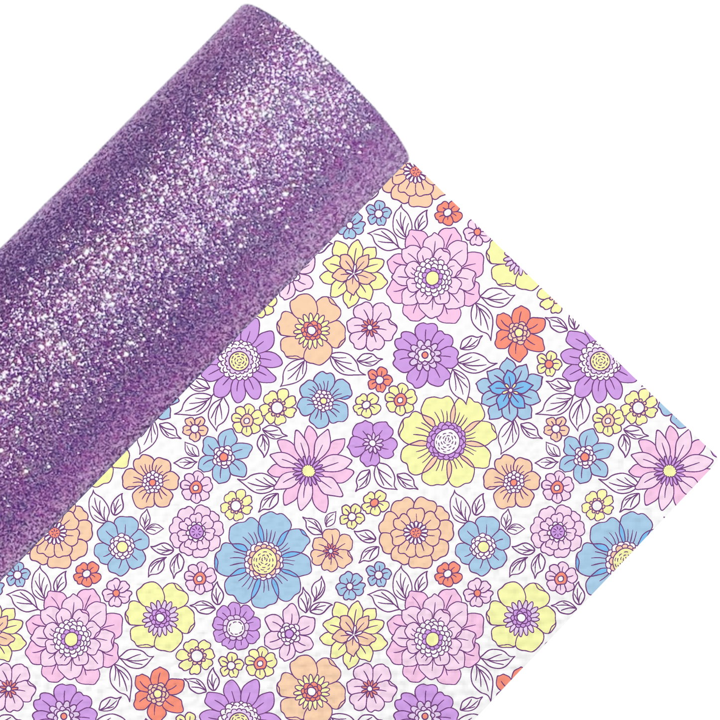 Floral Fine Glitter Double Sided Fabric