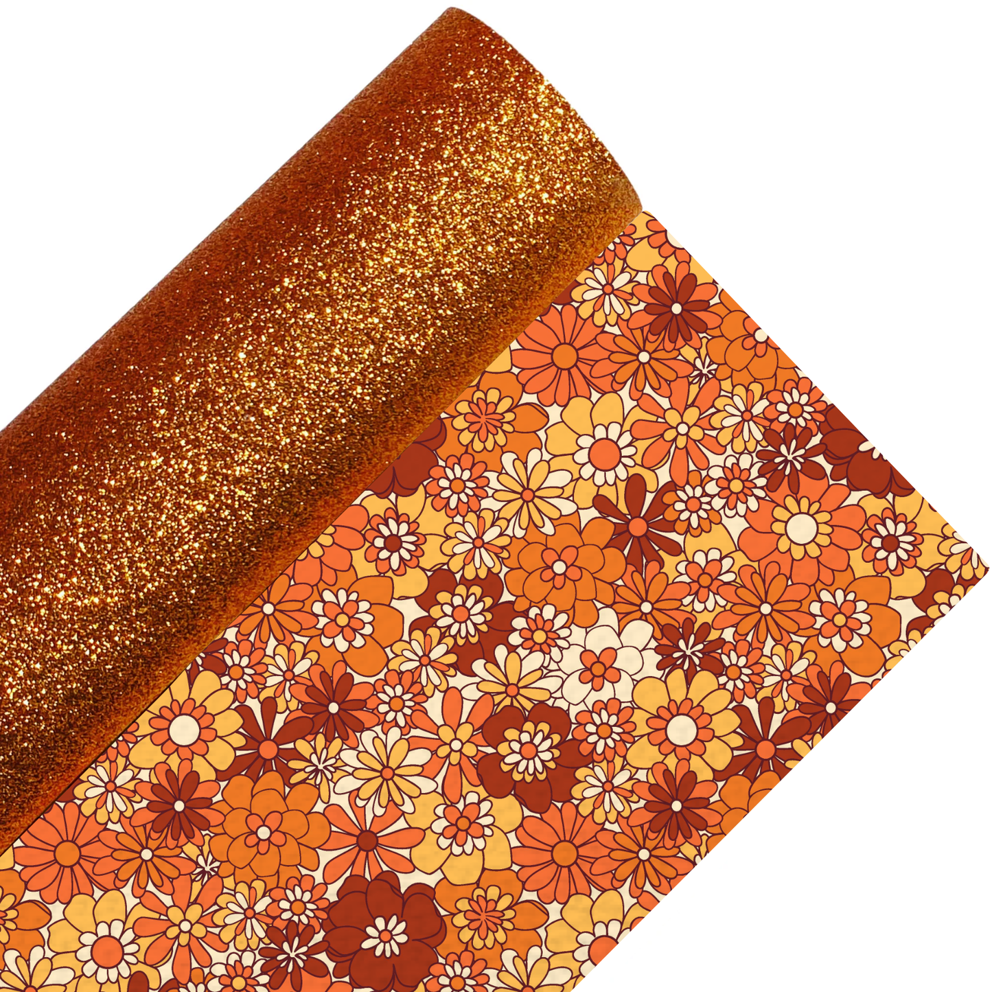 Floral Fine Glitter Double Sided Fabric