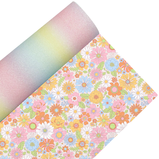 Floral Fine Glitter Double Sided Fabric