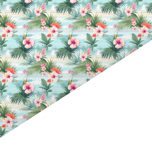 Hawaiian Floral Canvas And Felt Backed Fabric - SKU E69