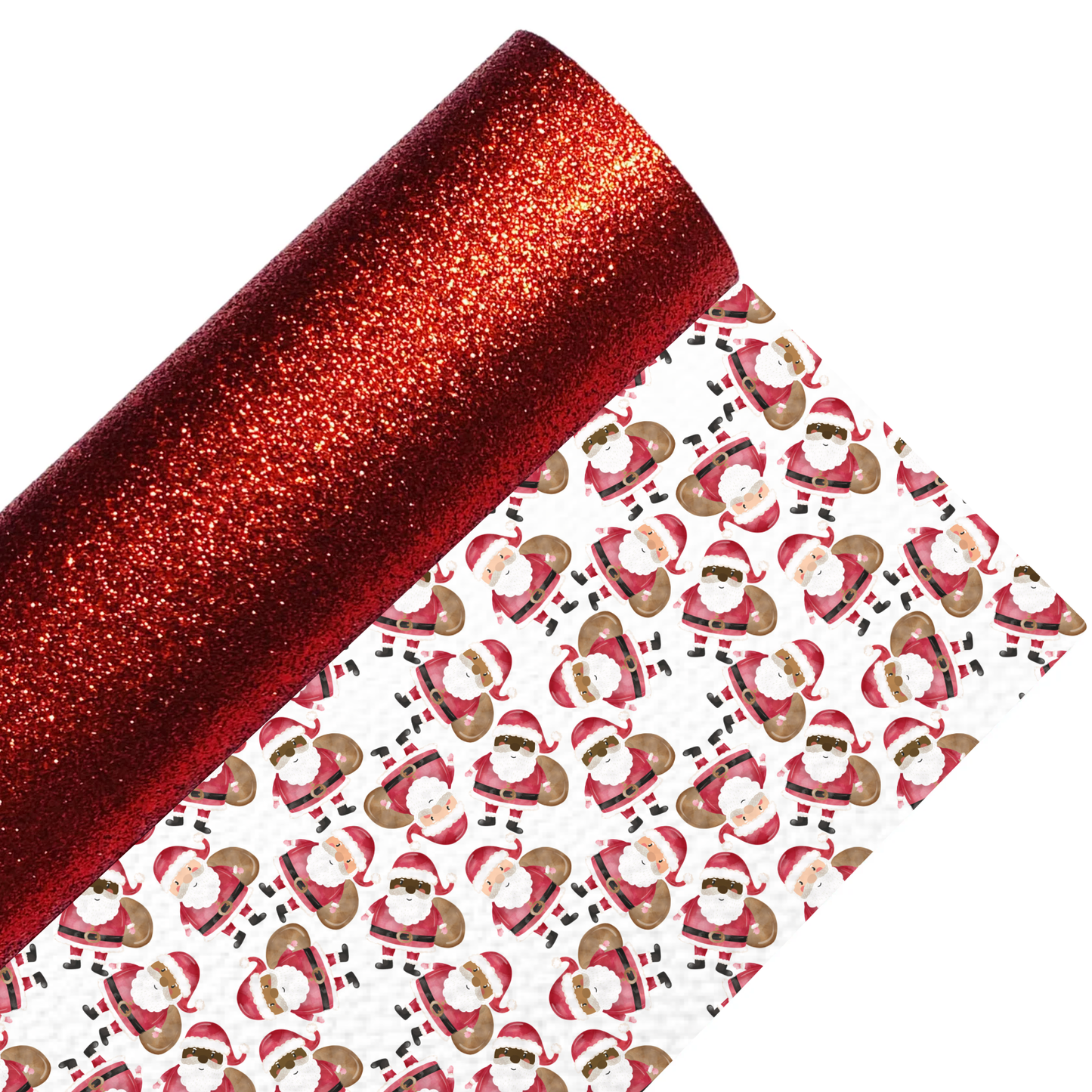 Santa Fine Glitter Double Sided Fabric