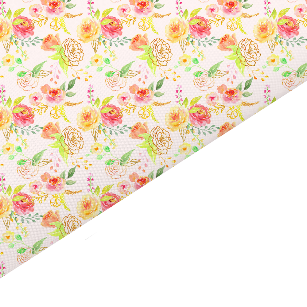 Shabby Chic Floral Canvas And Felt Backed Fabric - SKU F37