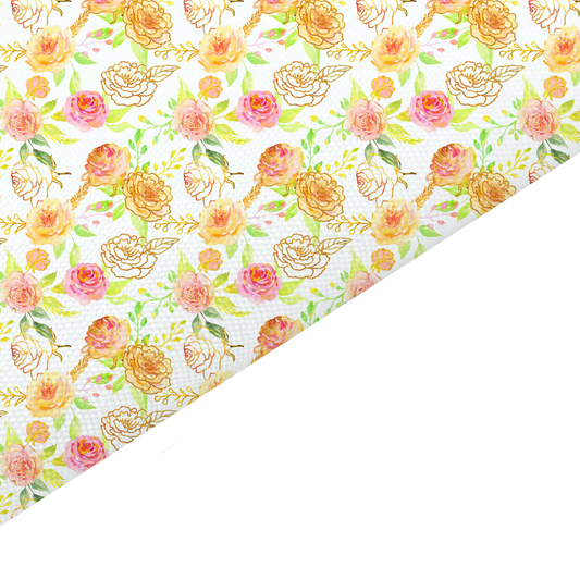 Shabby Chic Floral Canvas And Felt Backed Fabric - SKU F35