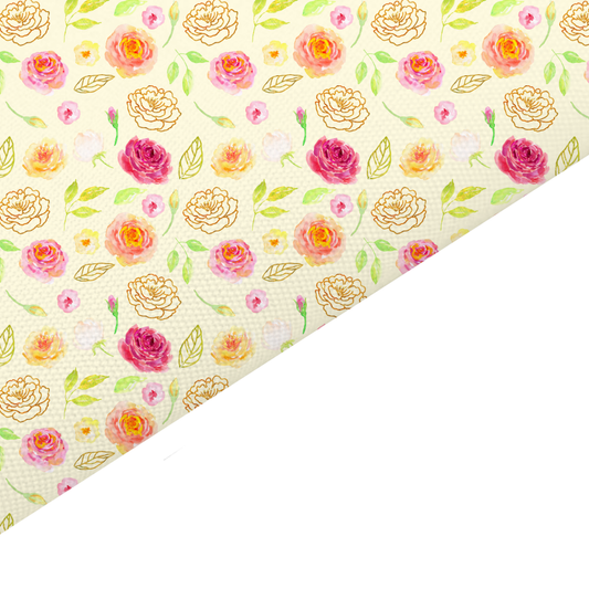 Shabby Chic Floral Canvas And Felt Backed Fabric - SKU F34