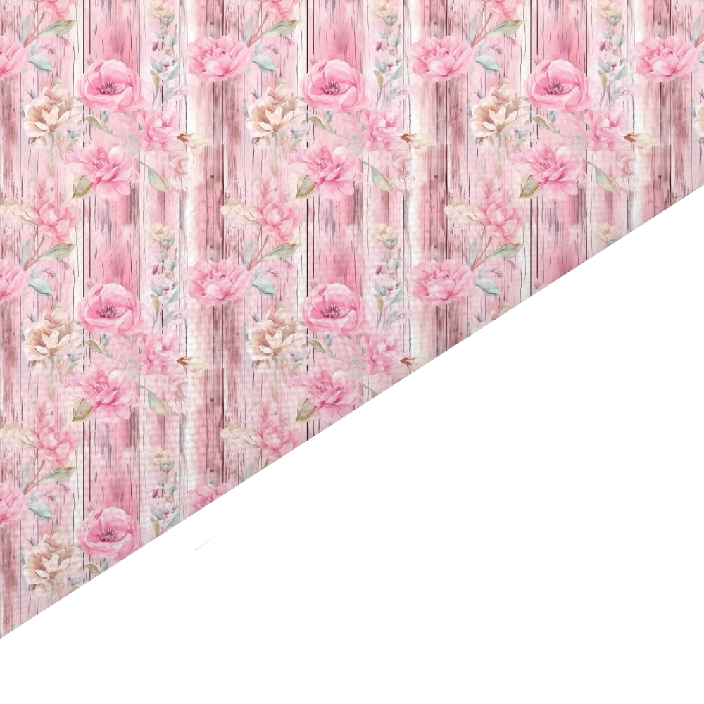 Shabby Chic Floral Canvas And Felt Backed Fabric - SKU F32