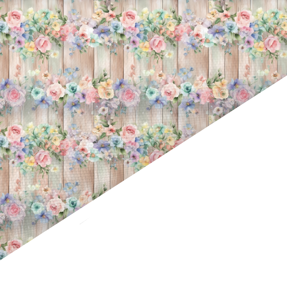 Shabby Chic Floral Canvas And Felt Backed Fabric - SKU F33