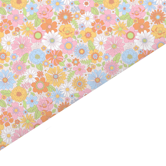 Liberty Style Floral Canvas And Felt Backed Fabric - SKU F57