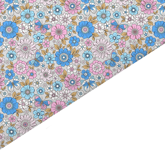 Liberty Style Floral Canvas And Felt Backed Fabric - SKU F58