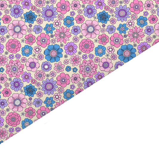 Liberty Style Floral Canvas And Felt Backed Fabric - SKU F59