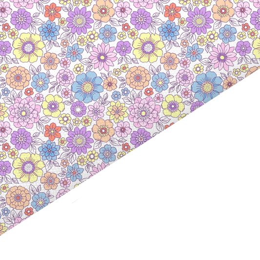 Liberty Style Floral Canvas And Felt Backed Fabric - SKU F60