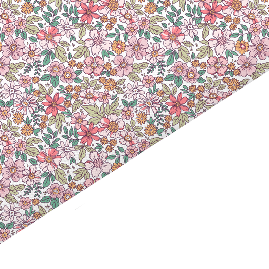 Liberty Style Floral Canvas And Felt Backed Fabric - SKU F64