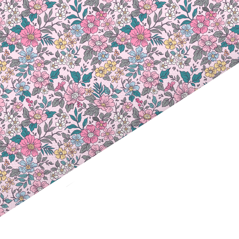 Liberty Style Floral Canvas And Felt Backed Fabric - SKU F65