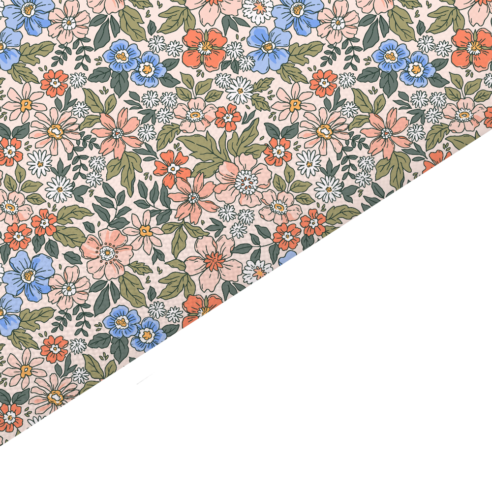 Liberty Style Floral Canvas And Felt Backed Fabric - SKU F67