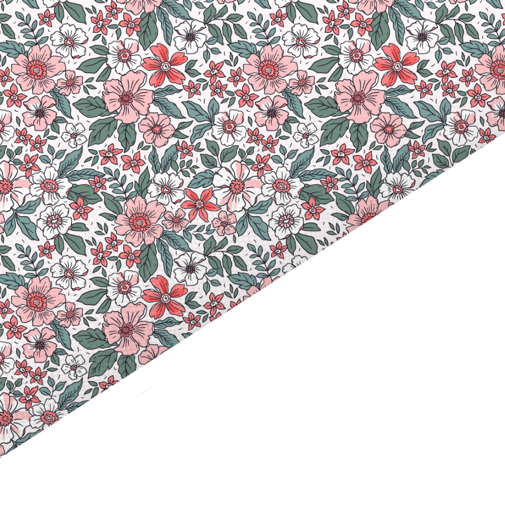 Liberty Style Floral Canvas And Felt Backed Fabric - SKU F69