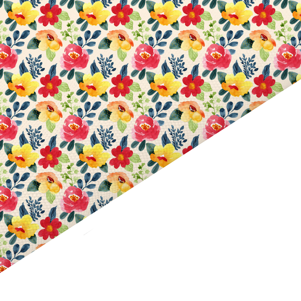 Watercolour Floral Canvas And Felt Backed Fabric - SKU G14