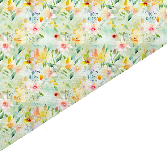 Watercolour Floral Canvas And Felt Backed Fabric - SKU F92