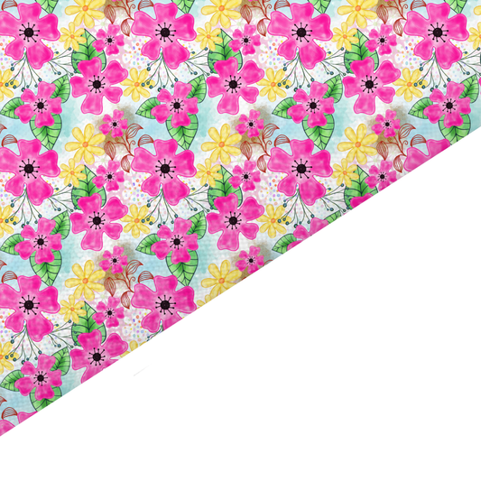 Watercolour Floral Canvas And Felt Backed Fabric - SKU F87