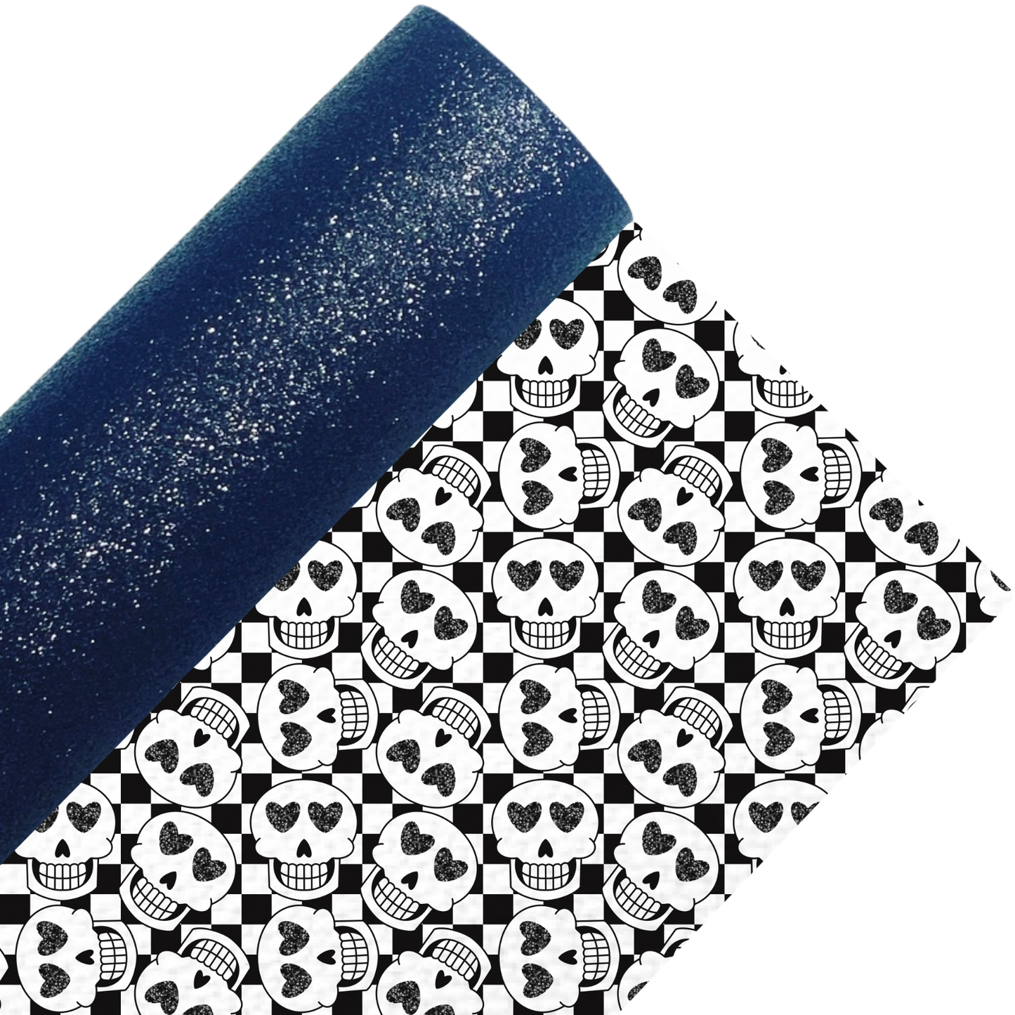 Skull Fine Glitter Double Sided Fabric