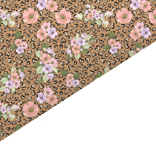 Floral Leopard Print Canvas And Felt Backed Fabric - SKU H73