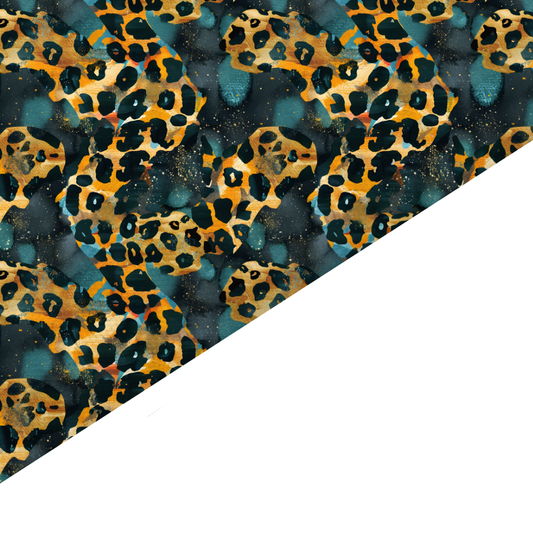 Glitter Leopard Print Canvas And Felt Backed Fabric - SKU H75