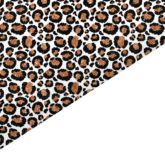 Glitter Leopard Print Canvas And Felt Backed Fabric - SKU H79