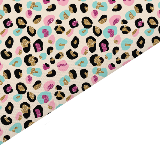 Glitter Leopard Print Canvas And Felt Backed Fabric - SKU H81