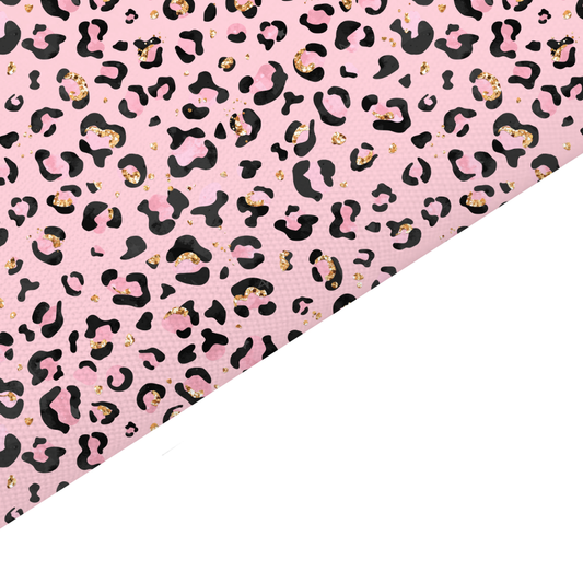 Glitter Leopard Print Canvas And Felt Backed Fabric - SKU H80