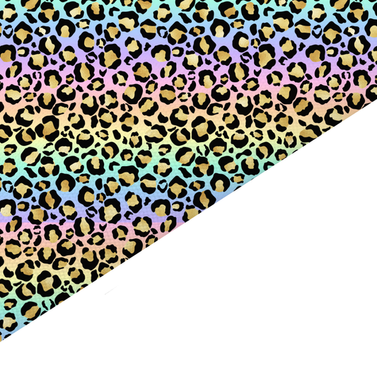 Rainbow Leopard Print Canvas And Felt Backed Fabric - SKU H82