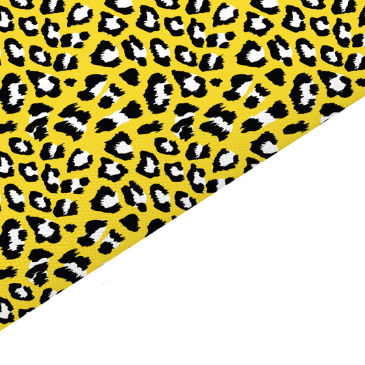 Yellow Leopard Print Canvas And Felt Backed Fabric - SKU H85