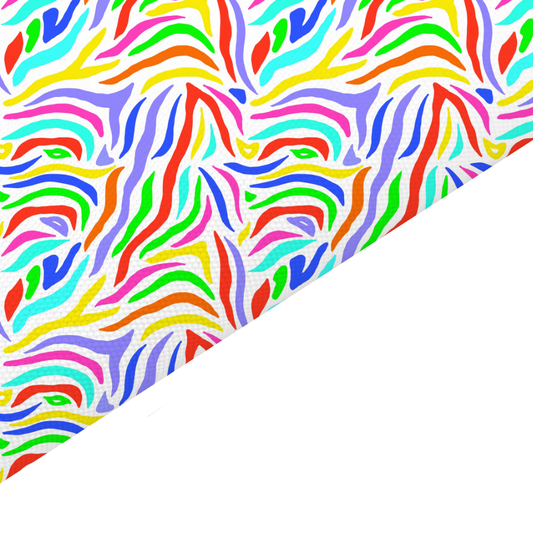 Rainbow Zebra Print Canvas And Felt Backed Fabric - SKU H71