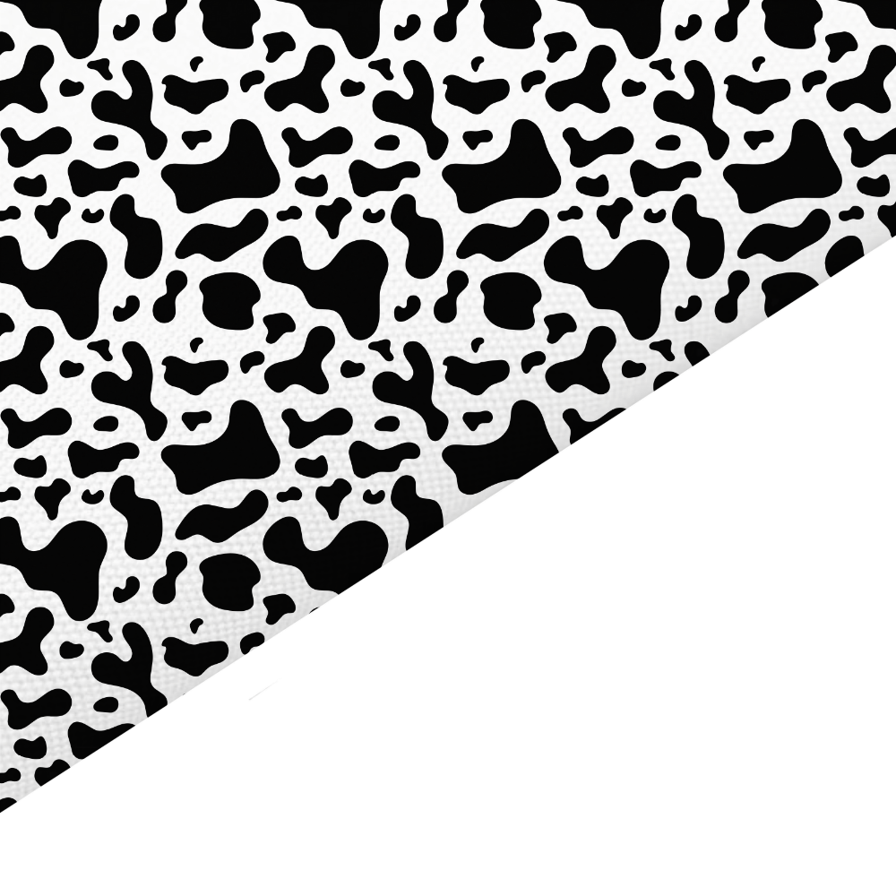 Black Cow Print Canvas And Felt Backed Fabric - SKU H70