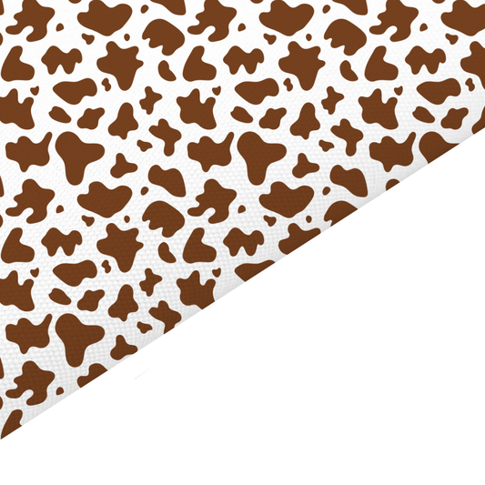 Brown Cow Print Canvas And Felt Backed Fabric - SKU H69