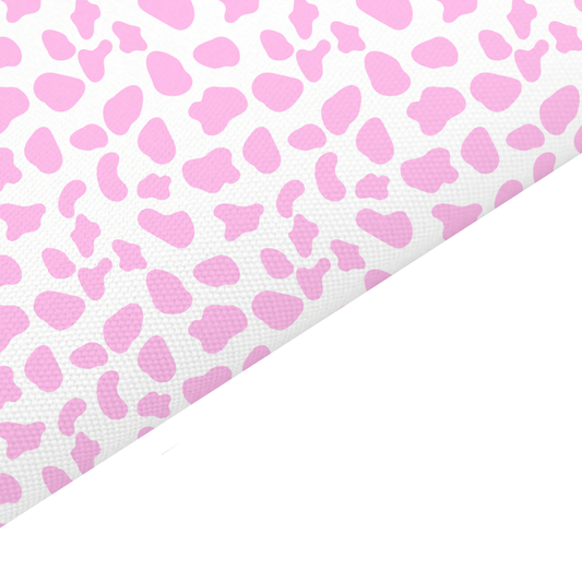 Pink Cow Print Canvas And Felt Backed Fabric - SKU H68