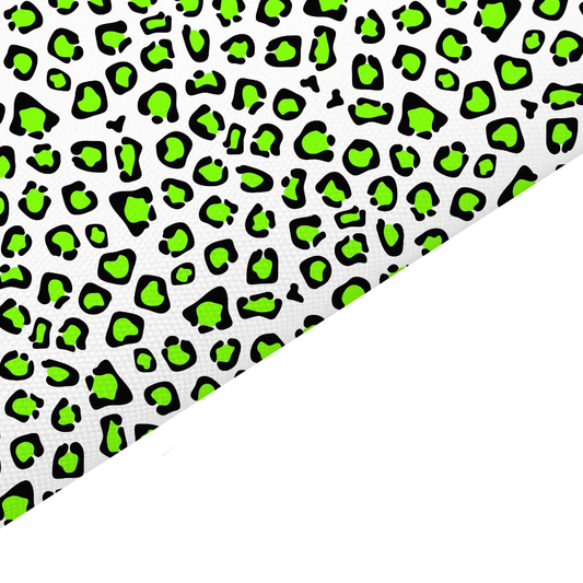 Green Neon Leopard Print Canvas And Felt Backed Fabric - SKU H67