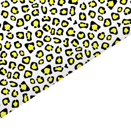 Yellow Neon Leopard Print Canvas And Felt Backed Fabric - SKU H66