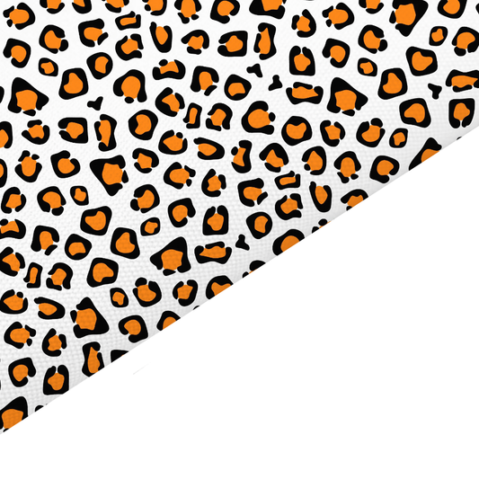 Orange Neon Leopard Print Canvas And Felt Backed Fabric - SKU H65