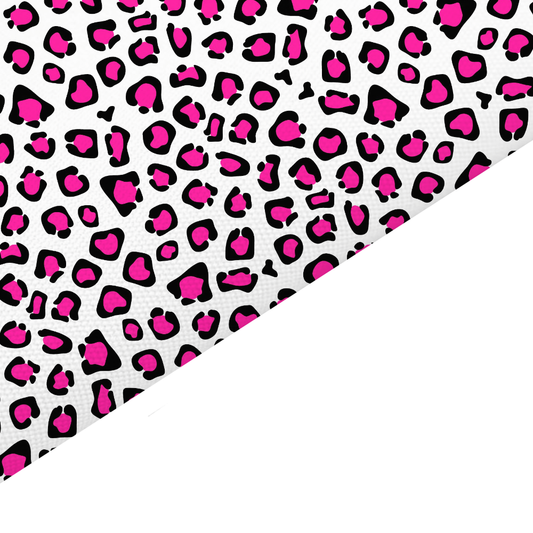 Pink Neon Leopard Print Canvas And Felt Backed Fabric - SKU H64