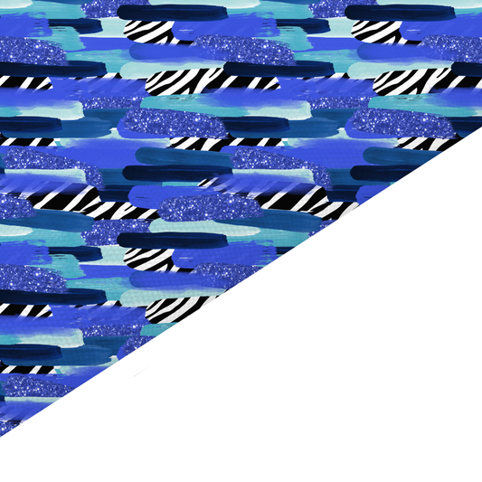 Blue Zebra Print Strokes Canvas And Felt Backed Fabric - SKU H61