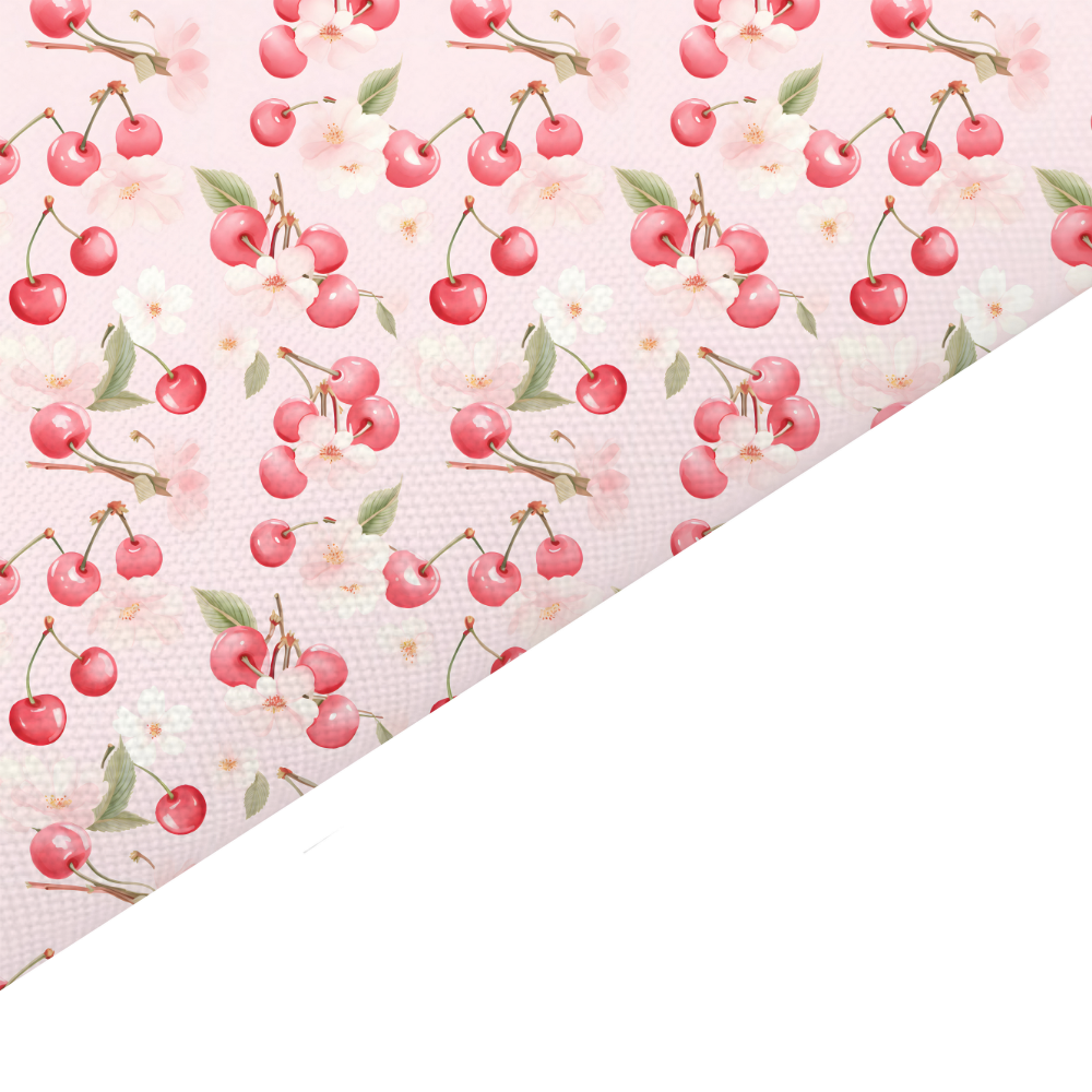 Floral Cherry Canvas And Felt Backed Fabric - SKU K42