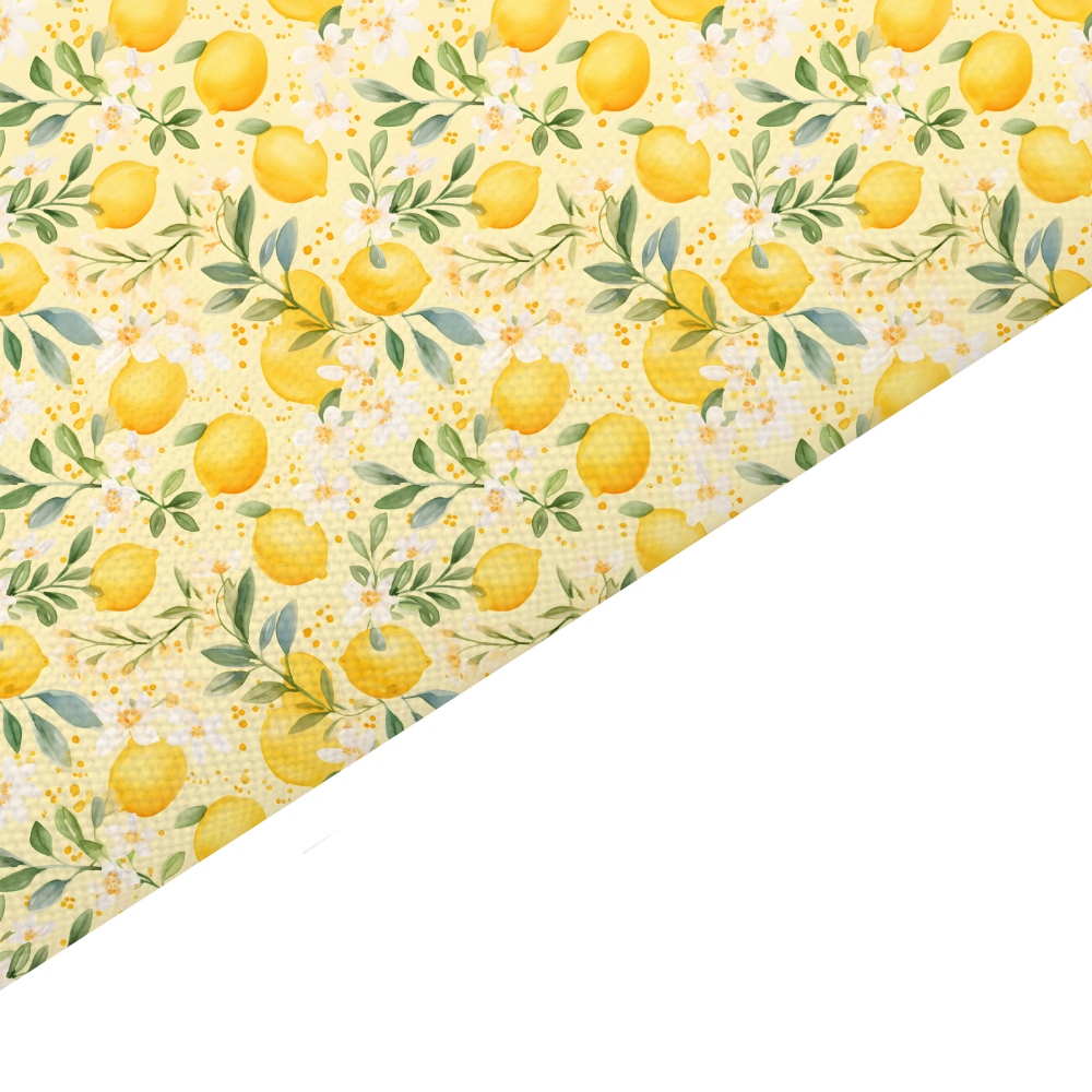 Floral Lemon Canvas And Felt Backed Fabric - SKU K40