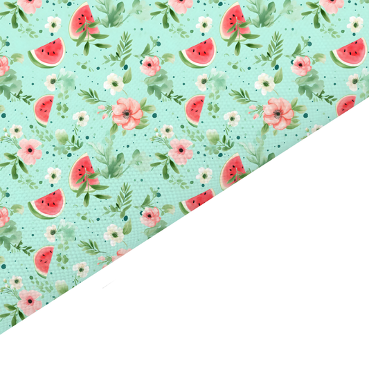 Floral Watermelon Canvas And Felt Backed Fabric - SKU K39