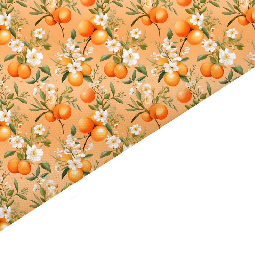 Floral Orange Canvas And Felt Backed Fabric - SKU K38