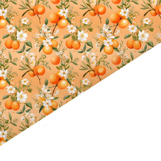 Floral Orange Canvas And Felt Backed Fabric - SKU K38